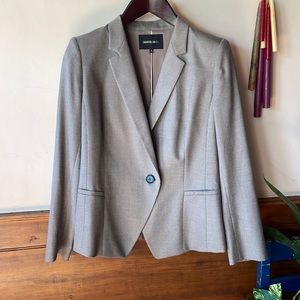 Lafayette 148 New York Light Gray Textured Single-Button Blazer